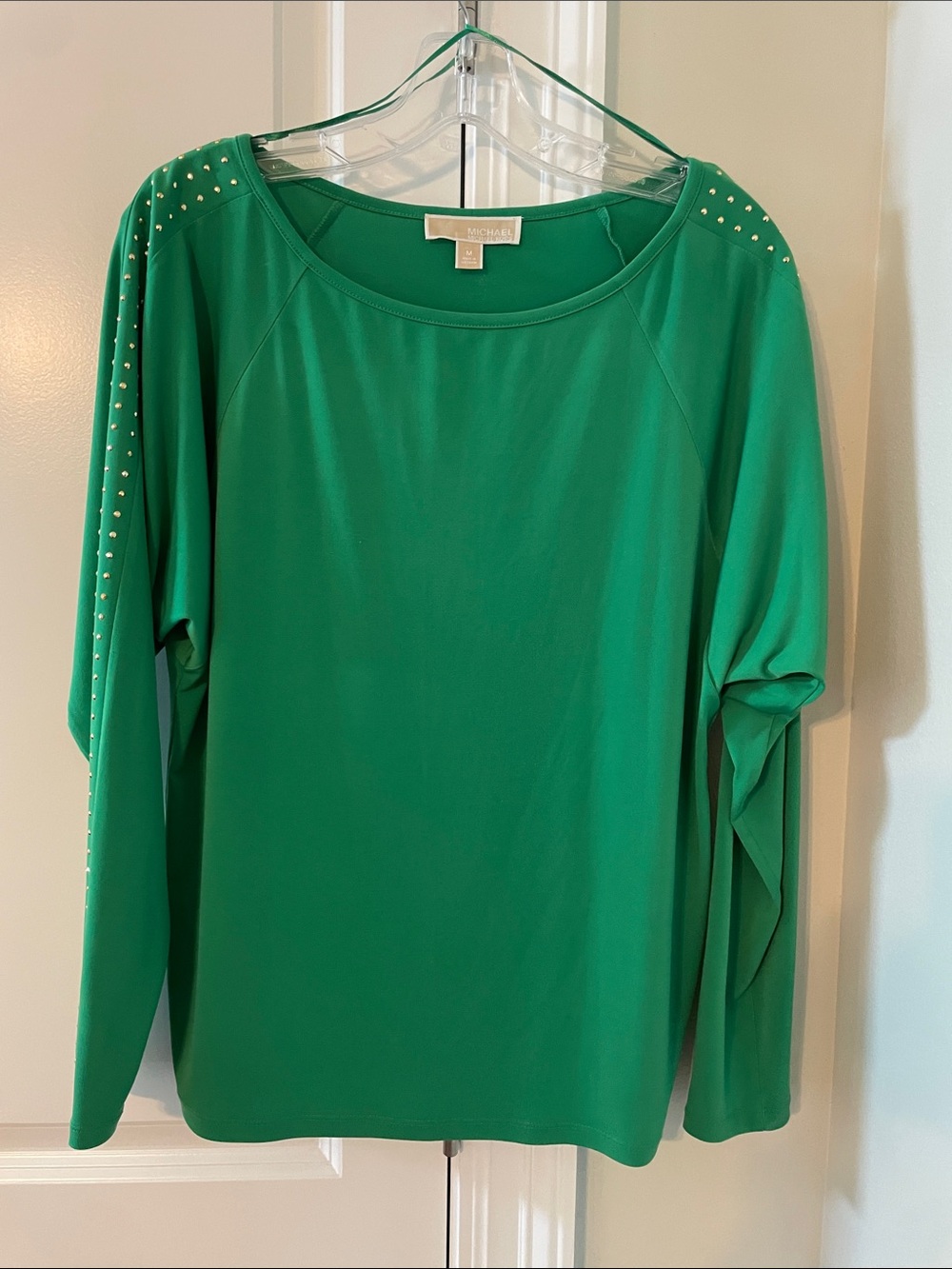 Michael Kors Green Long Sleeve Studded Tee